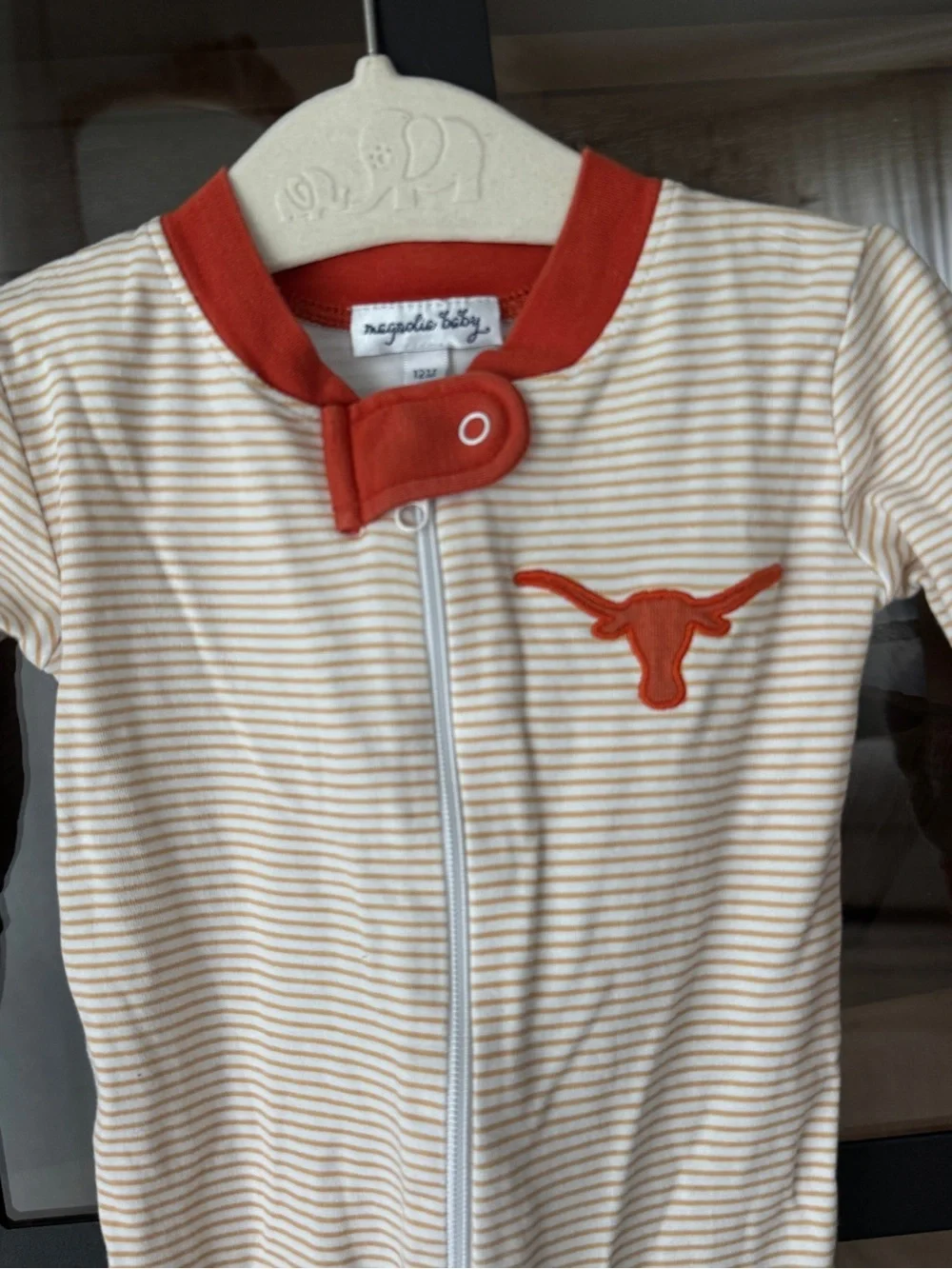 Texas Longhorns pima coverall baby UT Austin striped playsuit onesie zippy